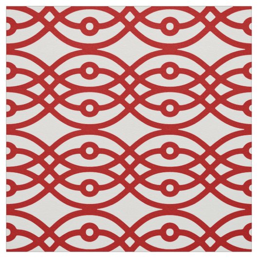 Tissu Kimono imprimé, blanc et rouge foncé (Échantillon)