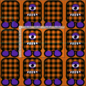 Tissu Kit de couture et découpe de monstre mignon orange (Carreau)