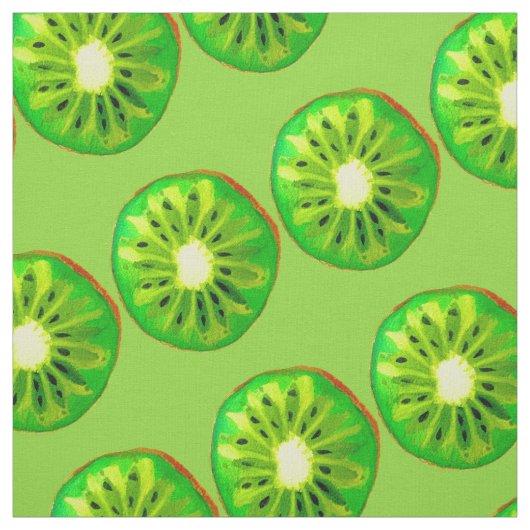 Tissu Kitsch vert d'art de bruit de kiwis (Échantillon)