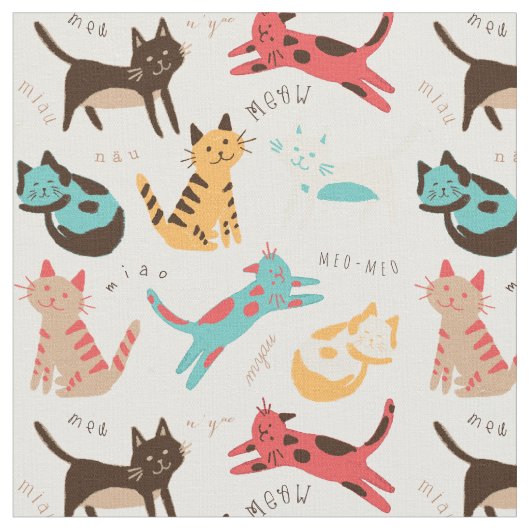 Tissu Kitty Cats autour du monde (Fermer)