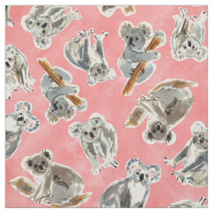 Tissu KOALA CHAOS Aquarelle mignonne Marsupial