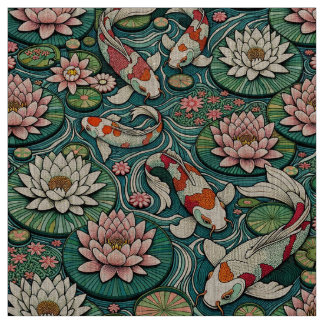 Tissu Koi parmi les Lilies III