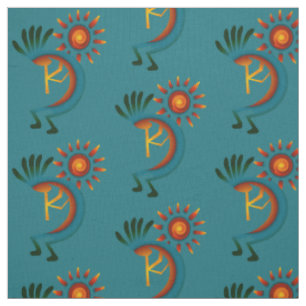 Tissu Kokopelli avec Sun Turquoise