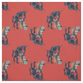 Tissu krampus de Noël antique rouge (Échantillon)