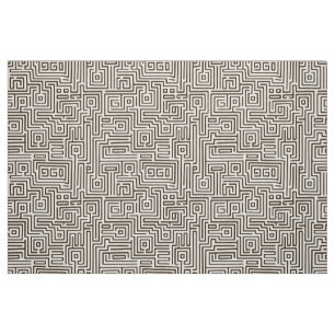 Tissu Kuba Maze Style 221019 - Brown foncé sur blanc
