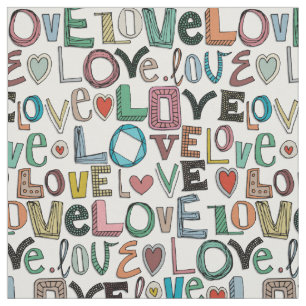 Tissu l o v e LOVE blanc
