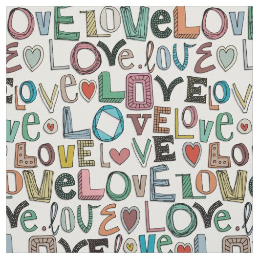 Tissu l o v e LOVE blanc (Échantillon)
