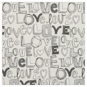 Tissu l o v e LOVE ivoire blanc