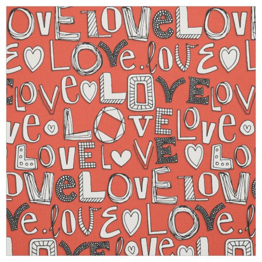 Tissu l o v e LOVE rouge (Échantillon)