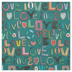 Tissu l o v e LOVE TURQUOISE