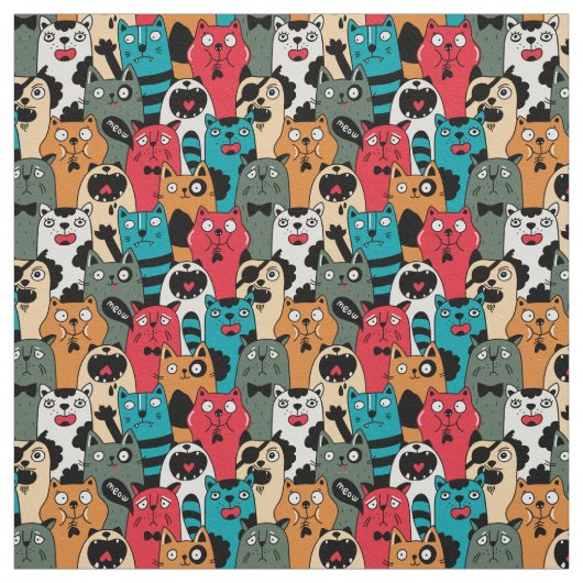 Tissu La Crowd of cats (Échantillon)