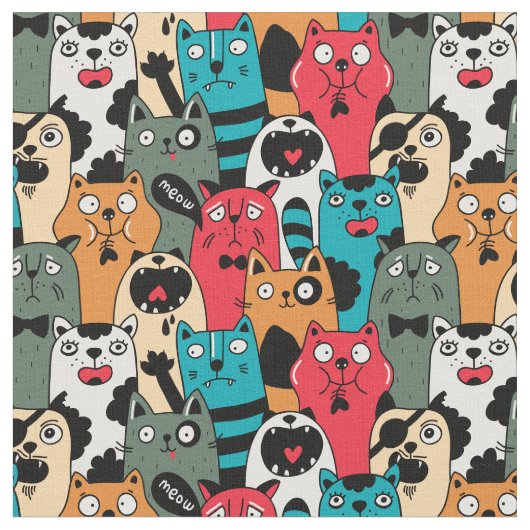 Tissu La Crowd of cats (Fermer)