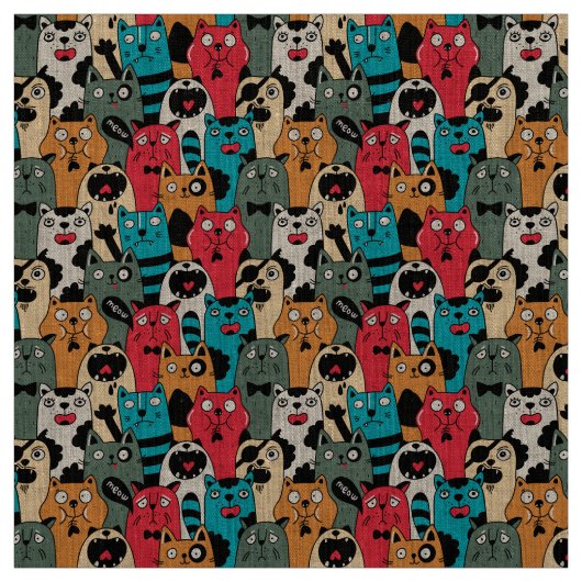Tissu La Crowd of cats (Échantillon)