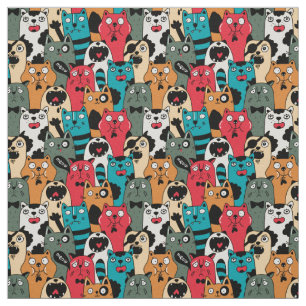 Tissu La foule des chats