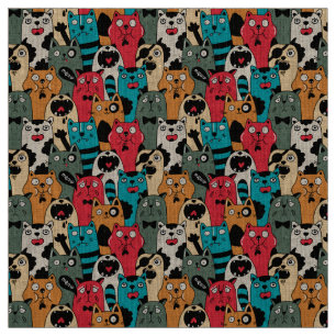Tissu La foule des chats