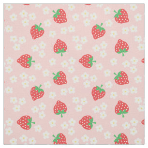 Tissu La fraise fleurit le motif rose
