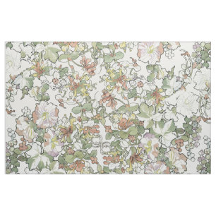 Tissu La rose trémière de Nouveau d'art de Mucha fleur