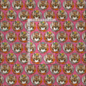 Tissu la vie d'un chat rose (Carreau)
