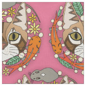 Tissu la vie d'un chat rose (Fermer)