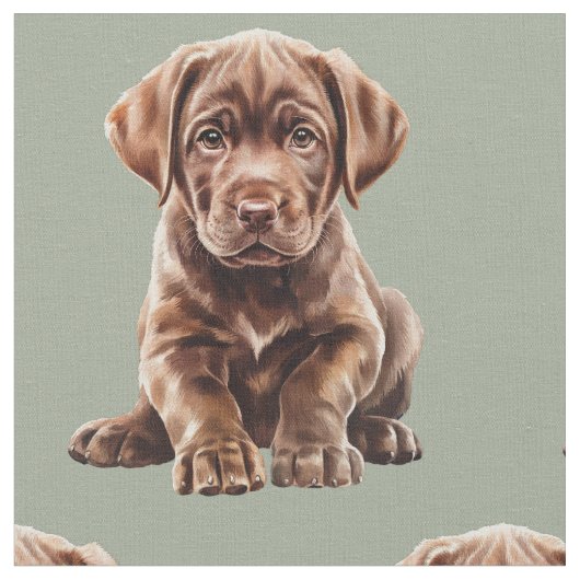 Tissu Labrador Retriever Chocolat Chien  (Fermer)