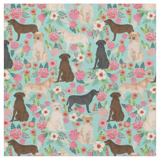Tissu Labradors vintages floraux (Fermer)