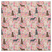Tissu Labradors vintages floraux roses (Échantillon)