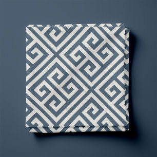 Tissu Lac Bleu Motif à Clés Grecques