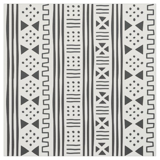 Tissu L'Africain blanc MudCloth du noir | a inspiré (Échantillon)