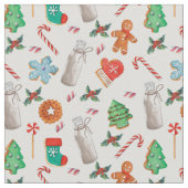 Tissu Lait et biscuits de Noël (Détail)