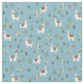Tissu Lama et motif de cactus (Fermer)