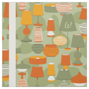 Tissu Lampes du milieu du siècle Retro Gold Orange Green
