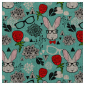 Tissu Lapin blanc en rose (Fermer)