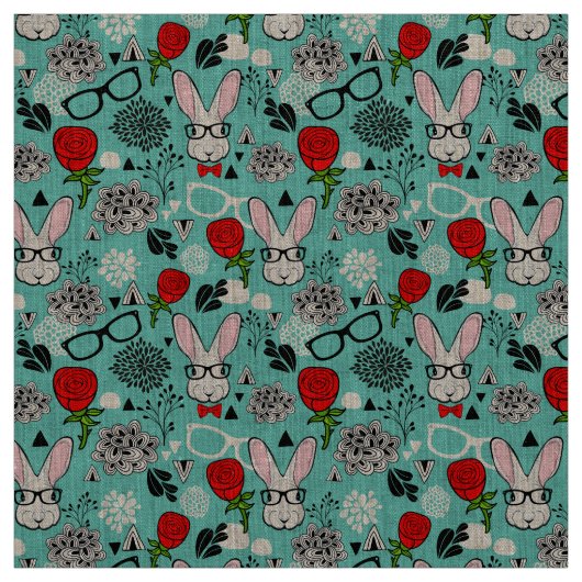 Tissu Lapin blanc en rose (Échantillon)