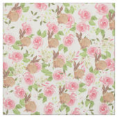 Tissu Lapin brun d'aquarelle de fleurs roses de roses (Échantillon)
