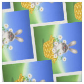Tissu Lapin dans le panier (Échantillon)