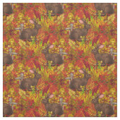 Tissu Lapin d'automne en rouge (Échantillon)