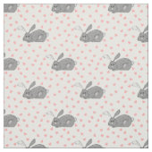Tissu Lapin Gris Mignon avec Impression de Cœurs Roses (Échantillon)