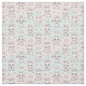 Tissu Lapin heureux Kawaii Bunny (Échantillon)