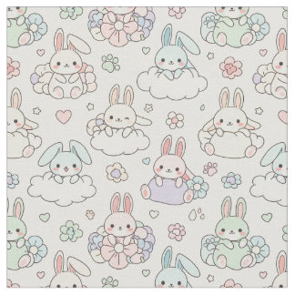 Tissu Lapin Kawaii Heureux