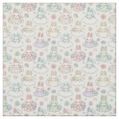 Tissu Lapin Kawaii Heureux (Échantillon)
