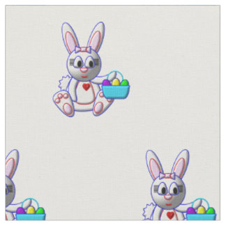 Tissu Lapin mignon avec un panier