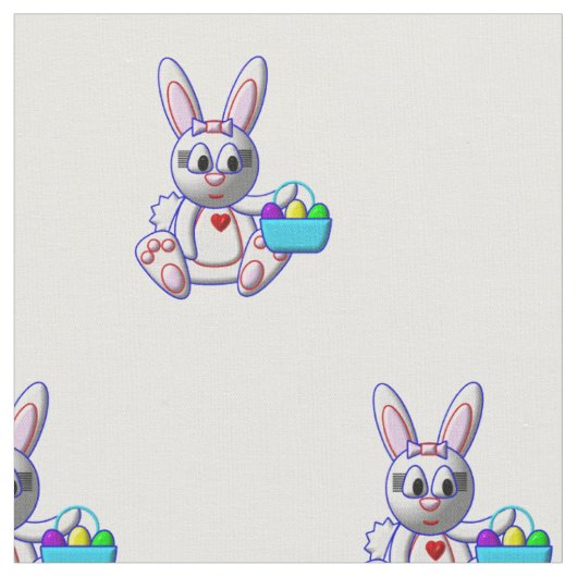Tissu Lapin mignon avec un panier (Fermer)