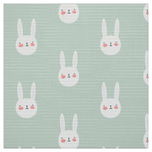 Tissu Lapin Vert Vert Blancs