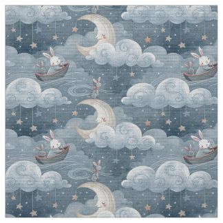 Tissu lapin vintage motif lapin bleu papier