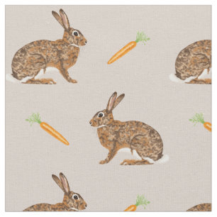 Tissu Lapins de Pâques de printemps et carottes sur fond