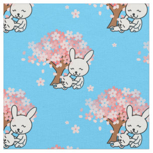 Tissu lapins floraux