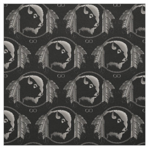 Tissu L'art autochtone de la faune tribale Fabric Buffal