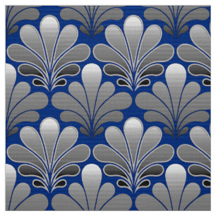 Tissu L'art déco Shell bleu modèlent, d'argents et de
