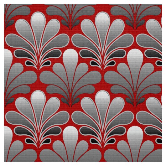 Tissu L'art déco Shell modèlent, le gris argenté/gris et (Échantillon)