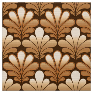 Tissu L'art déco Shell modèlent, or rose et brun fonc